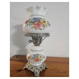 Vintage Floral Roses Globe Hurricane Table Lamp Vintage Floral Roses Globe Hurricane Table Lamp