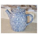 Henn Pottery Blue Spongeware COFFEE TEA POT water Henn Pottery Blue Spongeware COFFEE TEA POT water