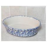 HENN POTTERY ~ BLUE SPONGE  Oval Bakeware Dish HENN POTTERY ~ BLUE SPONGE  Oval Bakeware Dish
