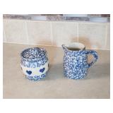 GERALD HENN POTTERY BLUE Creamer & Sugar Dishware GERALD HENN POTTERY BLUE Creamer & Sugar Dishware