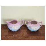 Pink Hull Cream & Sugar with Flowers Pink Hull Cream & Sugar with Flowers