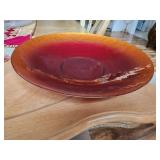 Red and Orange Gradient Glass Bowl, 17-Inch Diamet