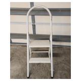 Metal Folding Step Ladder with Two Steps, White, 3