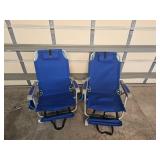 Foldable Aluminum Beach Chairs with Blue Canvas Se