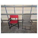 Two Folding Outdoor Chairs, Director Style and Mes