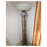 Floor Lamp with Ornate Metal Column Base and Frost