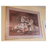 Framed Tiger and Cub Print by Louis F. Hines