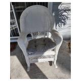 White Wicker Rocking Chair with Arched Backrest an
