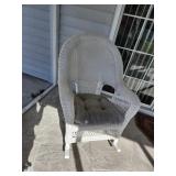 White Wicker Rocking Chair with Padded Seat Cushio
