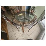 Five-Piece Metal and Marble-Style Dining Set with