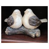 Decorative Bird Figurines on Faux Log Base