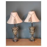 29ï¿½14ï¿½14 Table Lamps with Ornate Handles and Tasse