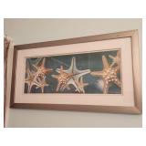Framed Starfish Artwork with Metallic Wood Frame