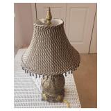 Table Lamp with Brass-Tone Base and Woven Beaded S