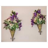Metal Wall Sconces with Floral Arrangements