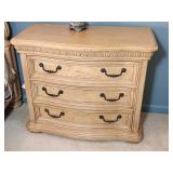 Bassett Three-Drawer Wood Chest with Carved Detail