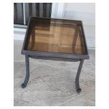 Square Metal Accent Table with Glass Top, 16ï¿½18ï¿½18