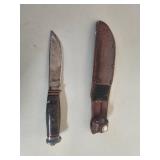 Fixed-Blade Knife with Leather Sheath