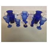 Cobalt Blue Glass Vases and Goblets