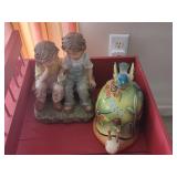 Figurine Pair With Boy and Girl Holding Hands and