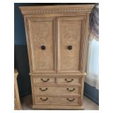 Bassett Light Wood Armoire with Decorative Trim an