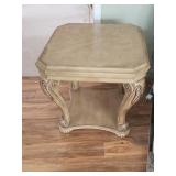 Carved Wooden Side Table with Octagonal Top