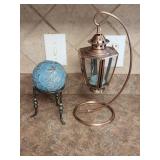 Copper Hanging Candle Lantern With Curved Stand an