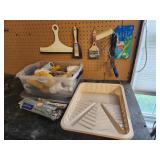 Painting Supplies Including Brushes, Rollers, and