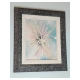 Media Abstract Artwork in Textured Frame, Signed