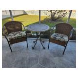 Outdoor Bistro Set with Mosaic Tabletop and Woven