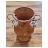 Terracotta Vase with Metal Handles, Made in China