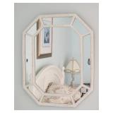 Octagonal White Faux Bamboo Wall Mirror, 25ï¿½32