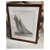 Framed Black-and-White Sailing Photograph, Cetoni