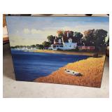 36×48 Landscape Painting Depicting Coastal Scene,