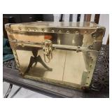 Small Brass-Plated Storage Trunk With Wood Interio