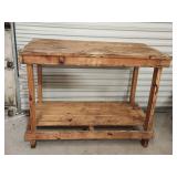 Rustic Two-Tier Wood Workbench, 37×48×28