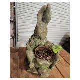 Concrete Bunny Planter With Integrated Pot Holder