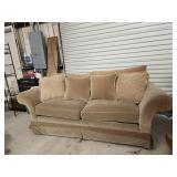 Ethan Allen Sofa with Beige Upholstery and Fringe
