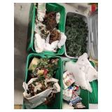 Holiday Decorations in Storage Bins, Including Wre