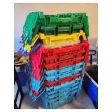 14 Buckhorn Plastic Stackable Totes in Assorted Co