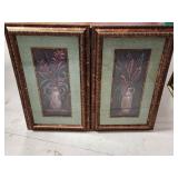 Framed Floral Still Life Prints in Ornate Gold Fra