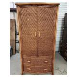 Wicker Armoire w/ Glass Protector Top 73×37×23