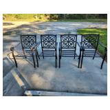 Four Cast Aluminum Outdoor Armchairs with Floral B