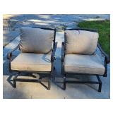 Outdoor Metal Armchairs with Cushions, 35×29×27 In