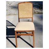 Wood Folding Chair with Woven Cane Backrest and Up