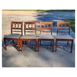 Four Wood Dining Chairs with Oval Pierced Backrest