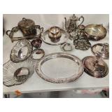 Silver-Plated Serving Ware, Including Trays, Bowls