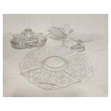 Clear Pressed Glass Tableware with Floral Pattern