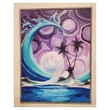 Framed Abstract Ocean Scene Painting Signed Josep