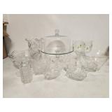 Glass Serveware and Decorative Items Including Cak